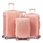 ALIGHTUP - Set de Valises - Lot de 3 Valises à roulettes - Rayures en diamant - Or rose