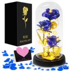 SEABUTY Rose Éternelle, La Belle et la Bête Rose, Galaxy Rose avec LED Lumières pour la Noël, Fête des Mères, Saint Valentin, Bleu