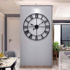 AISTUO Grande Horloge Murale Ronde de Style Vintage,Métal,Fonctionne à Pile,Chiffres Romains Noirs,Horloges pour Cuisin,Chambre-60 cm