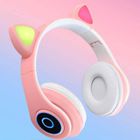 ZGKWL CASQUE AUDIO ENFANT Filles Bluetooth sans Fil Lumières LED Oreilles de Chat Rose Stéréo Hi-FI Écouteur Confortables Cadeau de Noël