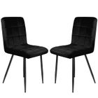 Chaises en velours noir - HOMEWELL - Lot de 2 - Salle à manger - Contemporain - Design