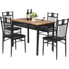 RELAX4LIFE Ensemble Table à Manger et 4 Chaises, Table Rectangulaire avec 4 Chaises Rembourrées pour Cuisine/Bar/Salon, Marron