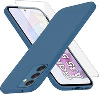 Coque pour Samsung Galaxy A35 5G / A55 5G + x2 Verres trempé - Etui Housse Silicone Bleu Marine Vitre Protection Ecran Verre Trempé