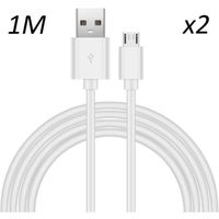 [2 pack] Cable Blanc Micro USB 1M pour tablette Samsung Tab E 9.6 T560 - Tab S 10.5" - S2 8.0 T710 - S2 9.7 T550 [Toproduits®]