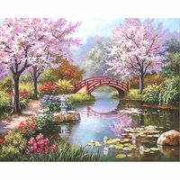 YEESAM ART Peinture par Numero Adulte Fleurs de Cerisier, Peinture Numero d Art Sans Cadre 16x20 pouce Acrylique