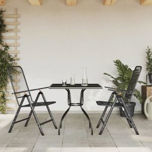 Ensemble table et chaise de jardin Atyhao Ensemble à manger de jardin 3 pcs anthracite métal maille A3211817 60299