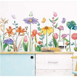 Stickers muraux Fleurs Chambres  Autocollants Herbe F Fleurs Mur-Sticker  Mural Fleurs-Aliexpress