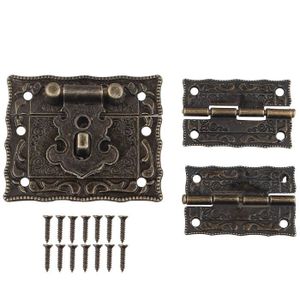 1pi/èce Motif r/étro antique meubles d/écoratifs Cabinet Bo/îte /à bijoux loquets de verrou Verrou et charni/ères 2/ pcs avec vis Couleur bronze