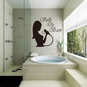 Stickers de salle de bain paroi de douche chat et papillons