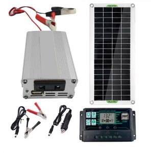 KIT PHOTOVOLTAIQUE Kit de panneau solaire - Onduleur solaire 220W 12V DC à 220V AC, convertisseur de générateur photovoltaïque p