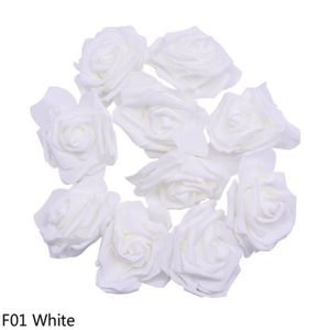 FLEUR ARTIFICIELLE 8cm - F01 Blanc - Grandes roses sans tige en mouss