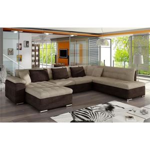 Canape D Angle Convertible En U En Microfibre Alta Ix Beige Et