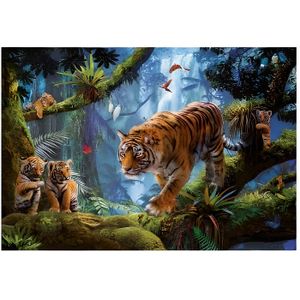 PUZZLE Puzzle Adulte Tigre Et Bebes Tigres Dans La Foret - 1000 Pieces - Animaux Sauvages - Educa