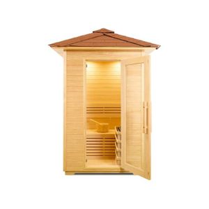 KIT SAUNA  Sauna extérieur corps entier 2 personnes - Global Relax - Dharani S2 - Bois de pin de Nouvelle-Zélande - Marron