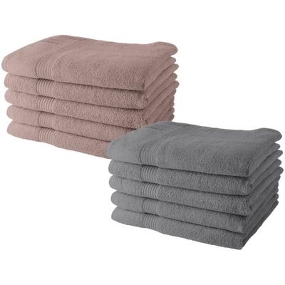 Serviettes Douche Lot De 10 Serviettes De Toilette TODAY 50x90 Cm 100 Coton Craie D 1124028