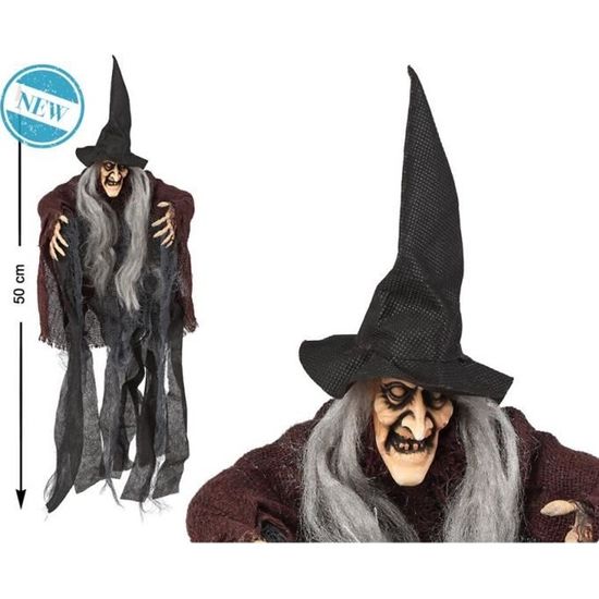 Décoration Sorcière Animée Halloween - 180cm, Yeux Lumineux Et Son Effrayant, Avec Capteur De Mouvement - 7