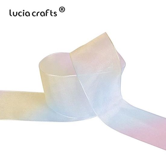3 Rouleaux Ruban Mousseline 5cm X 6,5m - Bords Effilochés - Pour Emballage Cadeau, Mariage, Décoration - 7