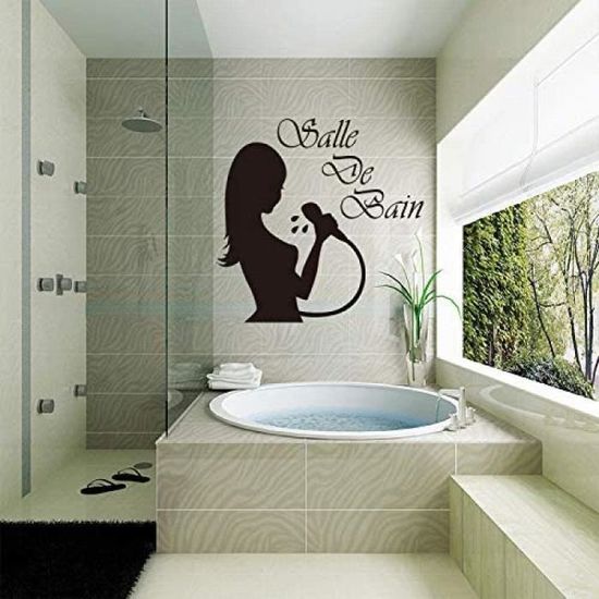 Autocollant Mural Stickers Muraux pour Toilette/salle de bain/Baignoire  Porte douche PVC DIY porte autocollant