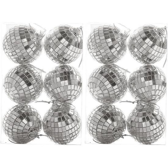 2 Boules Miroir à Facettes 10cm - Décoration Noël Et Fête - Effet Disco Lumineux - Pour Arbre Et Intérieur