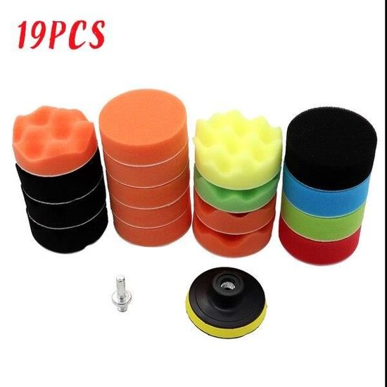 Lot De 19 Éponges De Polissage Voiture - Tampons Polisseuse Excentrique Pour Polissage, Meulage Et Cirage