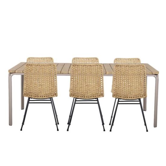 Ensemble table ASTI en bois d'acacia FSC 200 cm et 6 chaises de jardin - 50