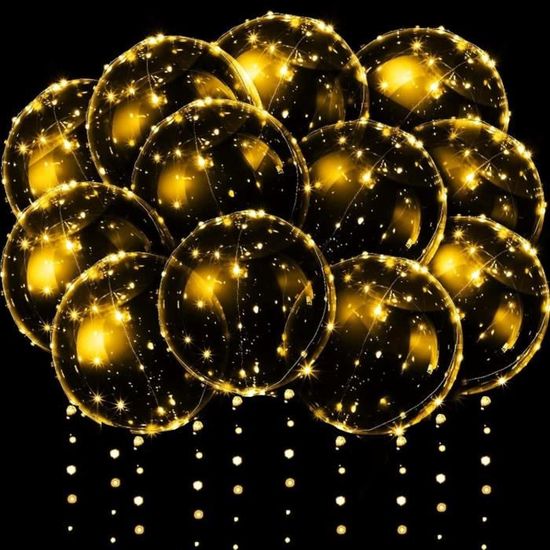 Lot De 10 Ballons Lumineux LED Bobo Bulle - Multicolore, Pour Fêtes, Mariage, Noël