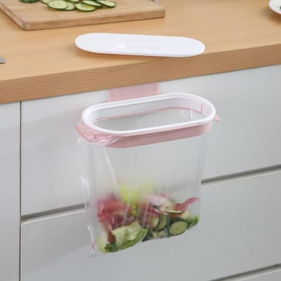 Porte-Sac Poubelle Rose à Accrocher Sur Porte De Placard - Rangement Pratique Cuisine, Salle De Bain