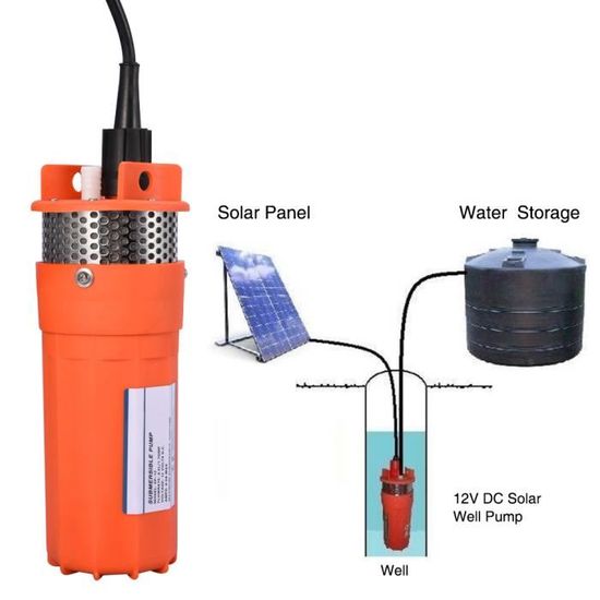 1 - 2Inch 12V pompe à courant continu d'eau de puits profond submersible énergie alternative solaire-FUT〄