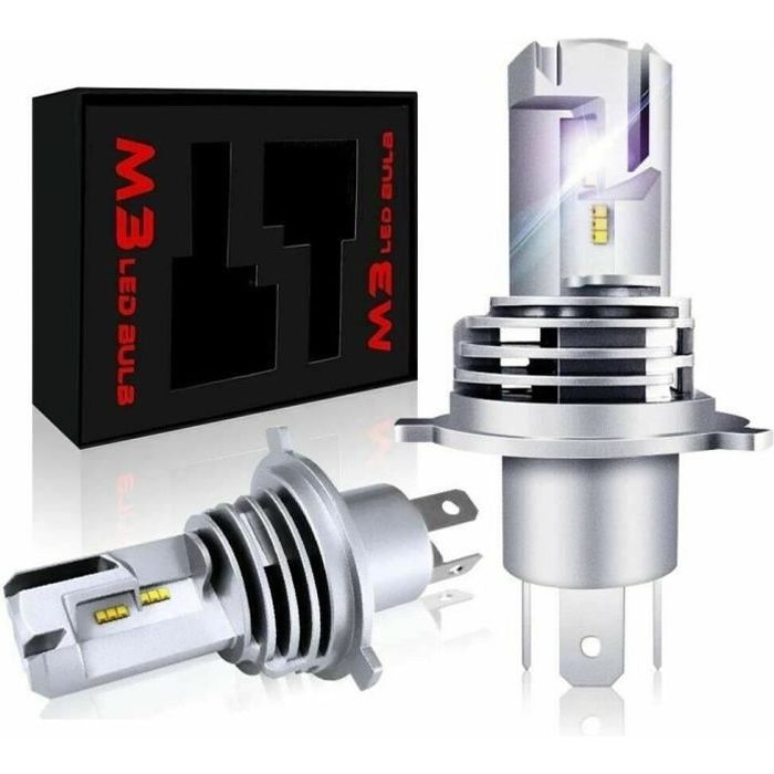 Lot de 2 Ampoules à LED M3 H4 5000LM 50W 6500K Tres Lumineuses Pour Voiture Auto