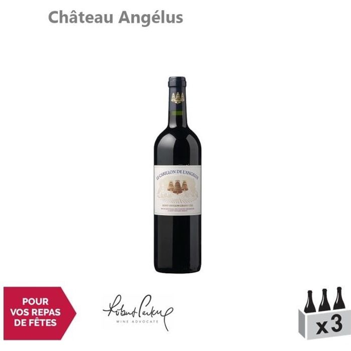 Château Angélus Le Carillon de l'Angélus Rouge 2016 - Lot de 3x75cl - Appellation AOC Saint-Emilion Grand Cru - Vin Rouge de