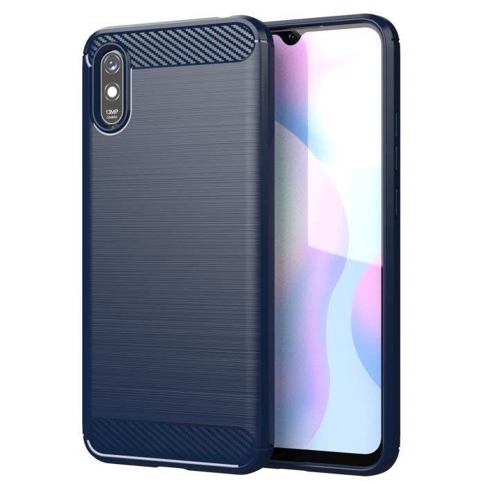 YZ Antichoc Coque pour Xiaomi Redmi 9A (6,53-), Haute qualité Case Fibre de carbone de Protection Shell - Bleu