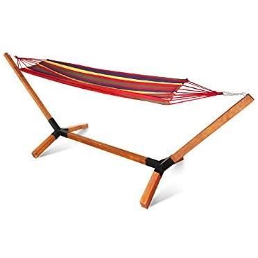Hamac en kit avec structure en bois de hêtre 320 cm - jusqu'à 150 kg - Armature en bois pour hamac d'extérieur résistant aux intempé