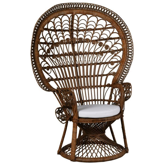 Fauteuil Emmanuelle en rotin blanc Marron et blanc Marron Et Blanc
