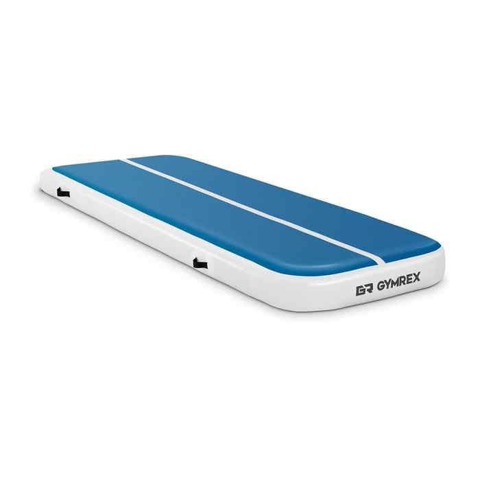 Tapis De Gym Gonflable Matelas De Tumbling Gymrex GR-ATM4 (300 x 100 x 20 cm, 150 kg, 10 PSI - 0,7 bar, PVC, Nylon, ABS, Bleu-Blanc)