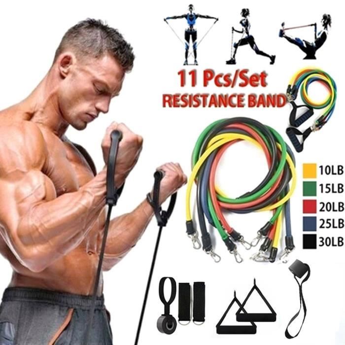 Bandes de Résistance Set Elastiques, Artizlee Kit de 11 Accessoires Musculation-Bandes de Fitness Exercice Elastiques Gym Sport