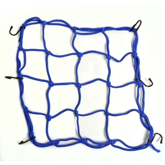 30X30cm Filet de Coffre Bagage Casque avec 6 crochets pour Moto Vélo Bicyclette Bleu LITT1031