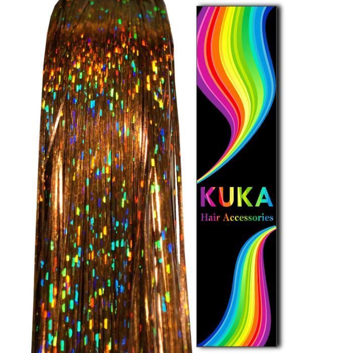 KUKA Extensions de cheveux holographiques à paillettes pour cheveux