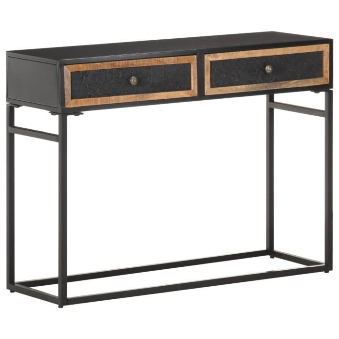 :)41683 GRAND Table console ECONOMIQUE - Table basse Style industriel 100x35x75 cm Bois de manguier massif