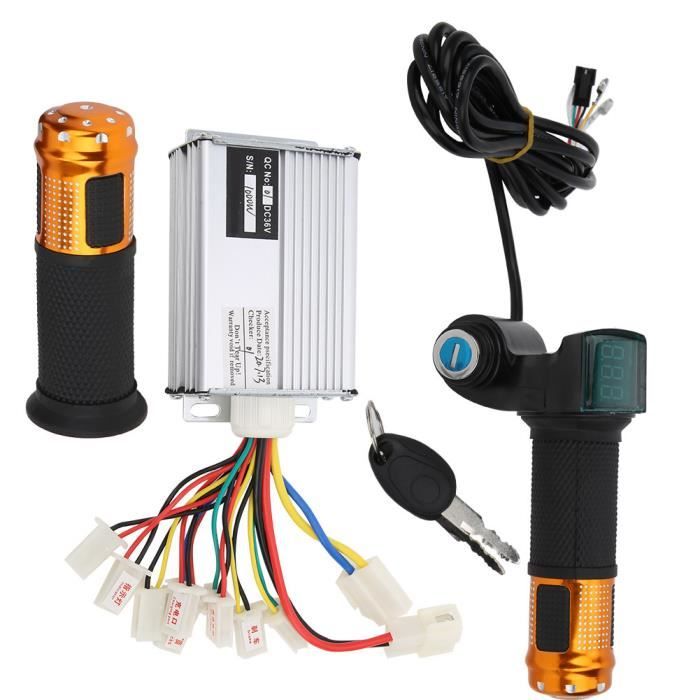 Garosa Ensemble de poignées d'accélérateur pour contrôleur de vélo électrique Kit de Contrôleur 36V 1000W avec Poignée