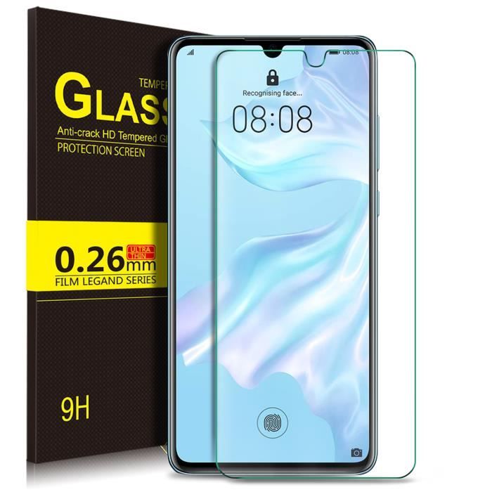 KuGi Huawei P30 protection ecran, tempered Glass film protection d'écran pour Huawei P30, Clair