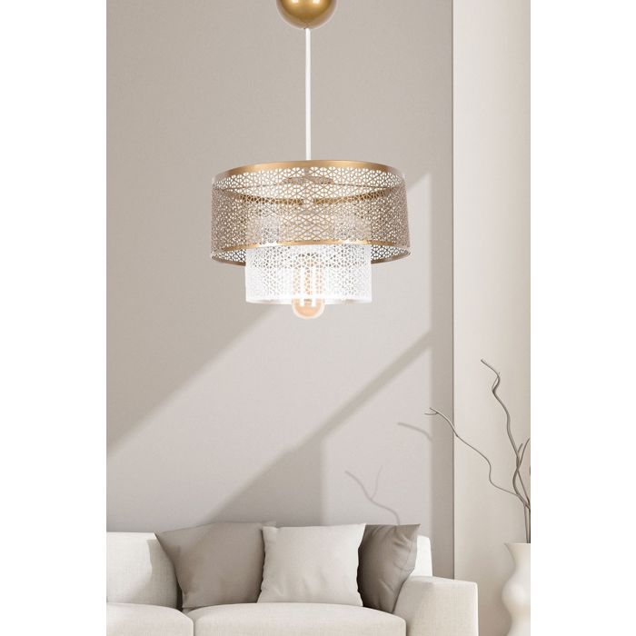 Suspension Glatini D26,5cm Métal Blanc et Or