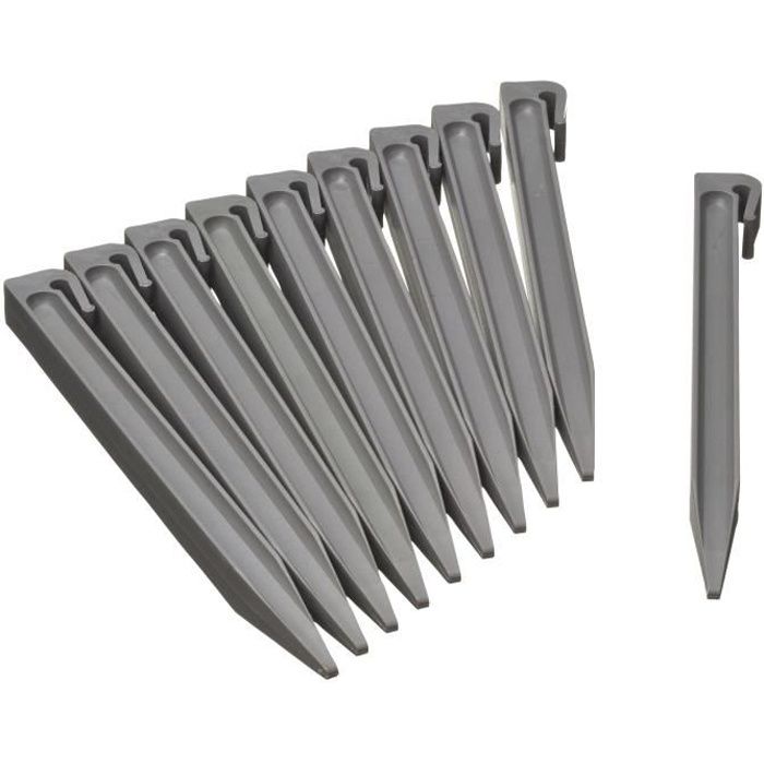 NATURE Sachet de 10 ancres pour bordure de jardin en polypropylène - H 26,7 x 1,9 x 1,8 cm - Gris