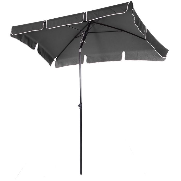 Parasol rectangulaire inclinable alu acier polyester haute densité diamètre 2 m gris 200x200x235cm Gris