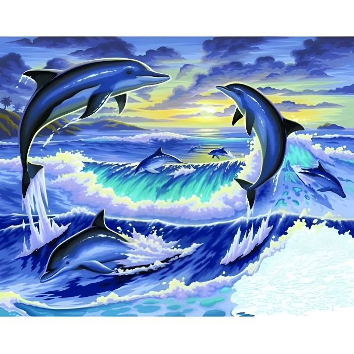 Peinture au numéro - Initiés : Dauphins au clai…