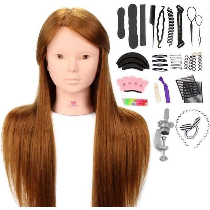Tête À Coiffer Professionnelle Neverland 24'' Tete a Maquiller Têtes d'exercice Maquillage Cheveux pour le Salon Coiffeur Poupée ave