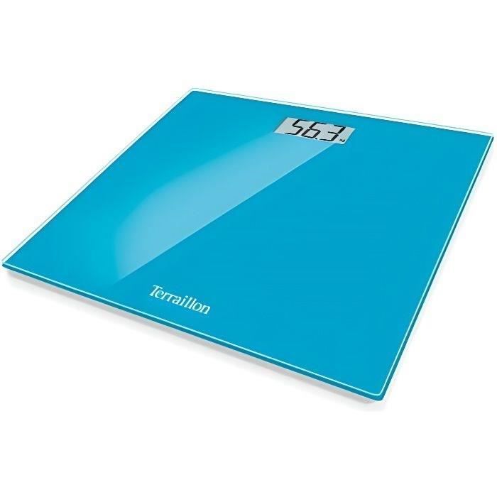 TERRAILLON - Pèse Personne Électronique - Ultra-Plat, Marche/Arrêt Automatique, Grand Écran LCD, 150kg - TX1500, Bleu