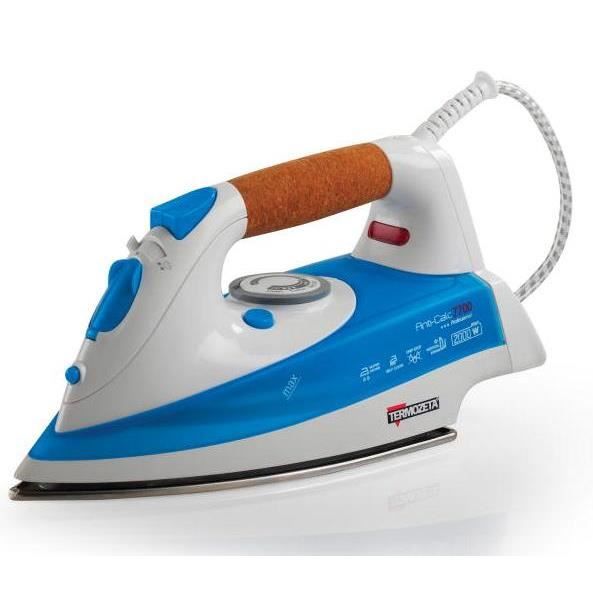 Termozeta Anti-Calc 7700B, Fer à repasser à sec ou à vapeur, Semelle en acier inoxydable, Bleu, Blanc, 0,22 L, 2000 W, 220 - 240