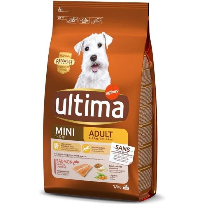 ULTIMA Croquettes au saumon pour chien mini adulte - 1,4 kg