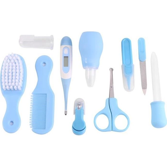 10ps Kit De Soins De Bébé Complet Nursery Trousse de soins de santé pour bébé - Bleu