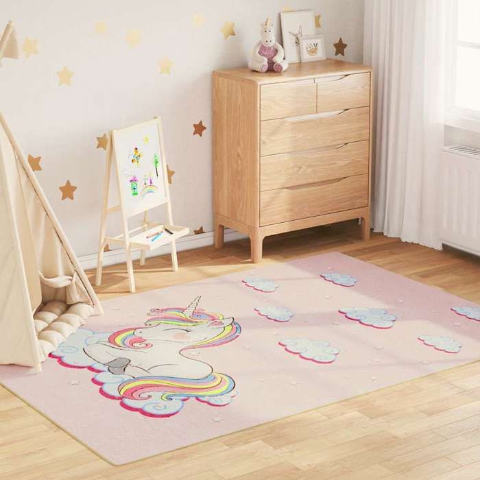 vidaXL Tapis enfants rose 160x230 cm licorne lavable 136622